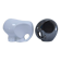 Two iridescent black and white ceramic elephants design