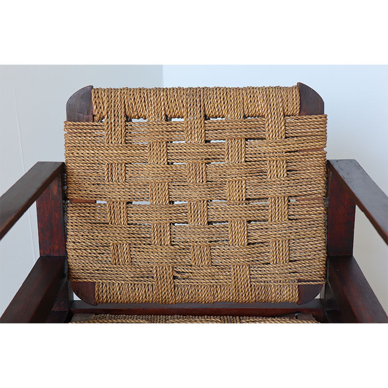 Vintage wooden armchair and braided rope circa 1950