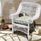Vintage rattan kids garden armchair
