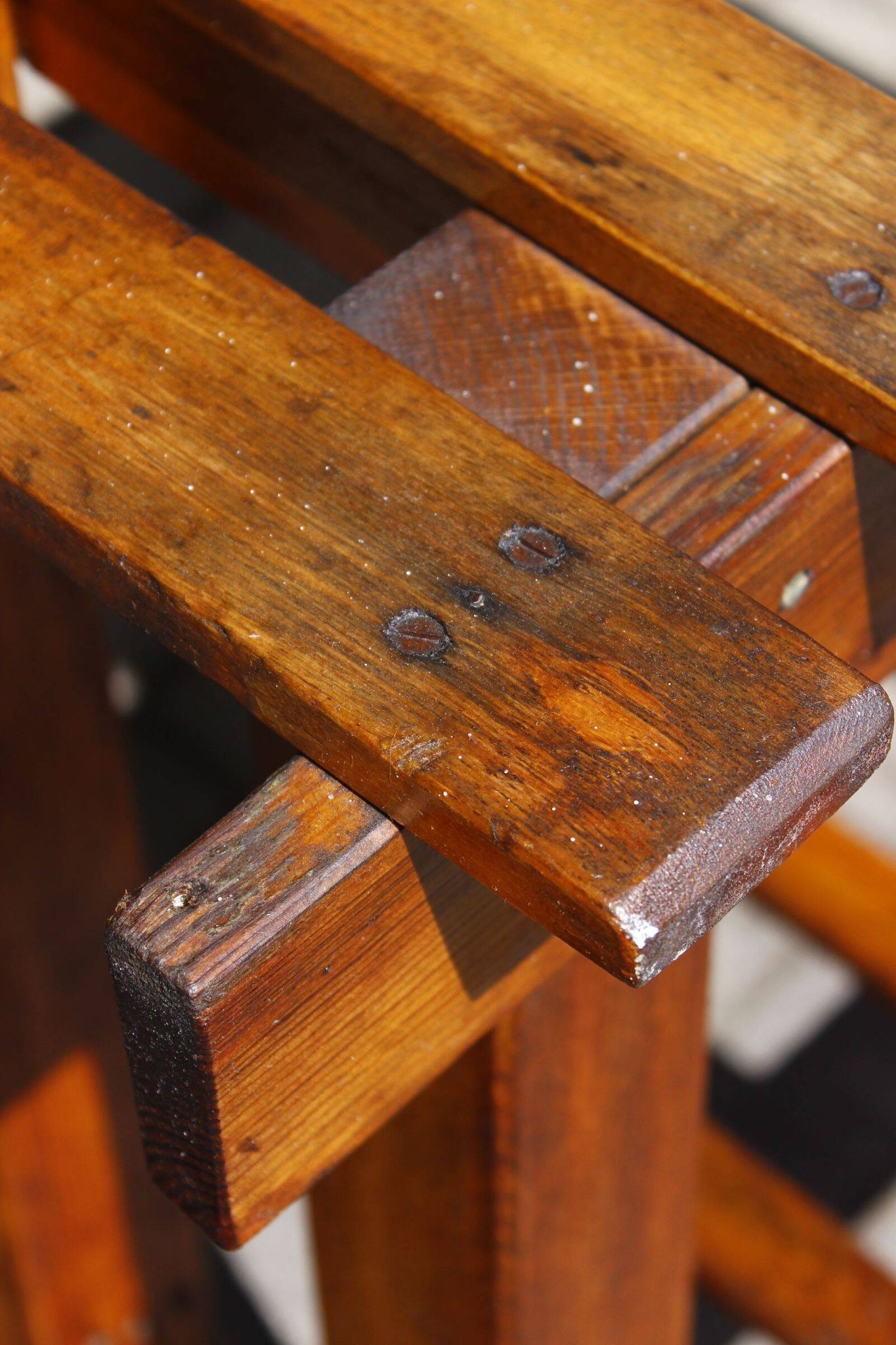 Old farmhouse console table made of solid wood.