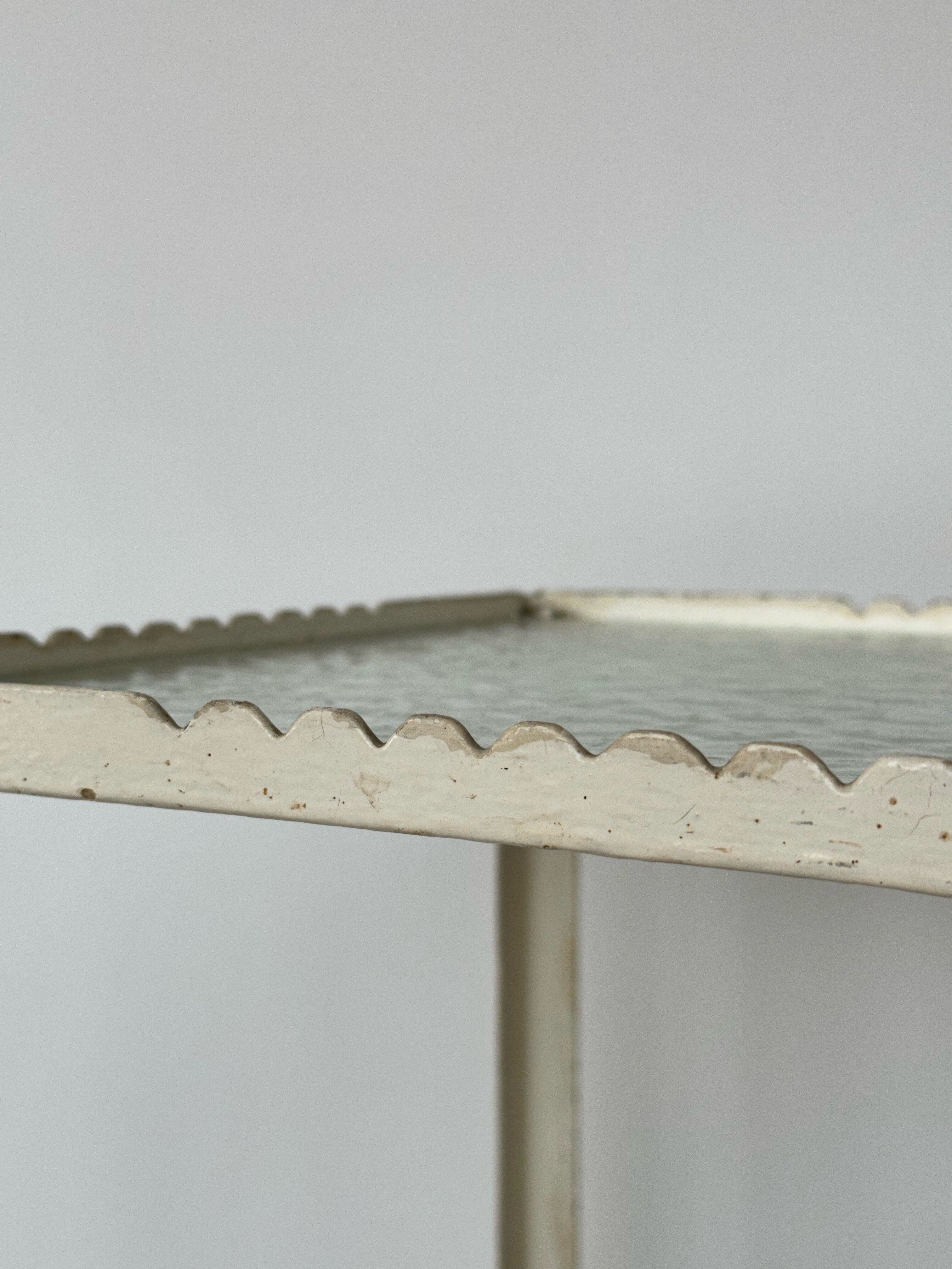 Industrial furniture serving or metal dentist's side table from the 1930s