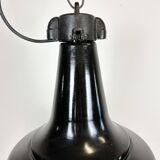 Industrial black pendant factory lamp with cast iron top, 1970s