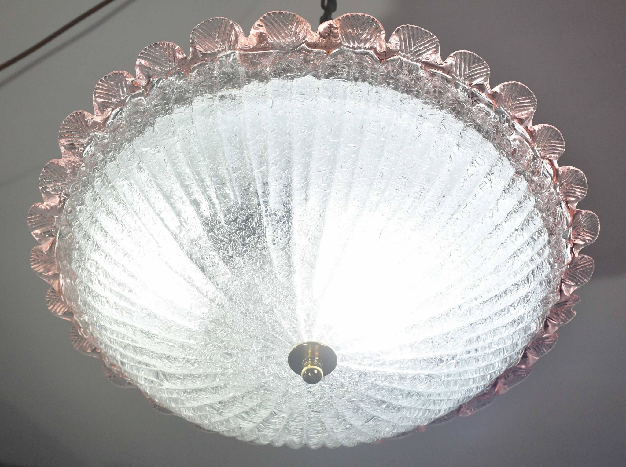 Precious Italian pink Murano glass ceiling fixture, Murano, 1970