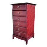 Midcentury 1970s stag minstrel six drawer narrow chest of drawers tallboy by John and Sylvia Reid