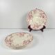 Set of 4 flat plates KG Lunéville Terre de fer, "Fontainebleau", pink, 19th century