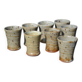 8 stoneware cups/mugs by Gustave Tiffoche