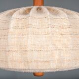 Scandinavian modern adjustable teak & wool pendant lamp from Domus, 1960s