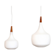 Set of two Holmegaard opaline glass pendant lamps
