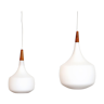 Set of two Holmegaard opaline glass pendant lamps