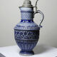 Large salt-glazed stoneware beer jug with tin, Germany, Westerwald type.