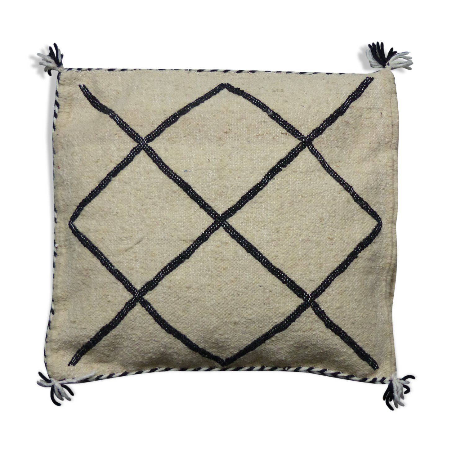 White and black Kilim Berber cushion