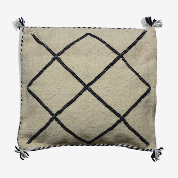 White and black Kilim Berber cushion