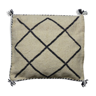 Coussin berbère kilim blanc et noir