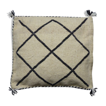White and black Kilim Berber cushion