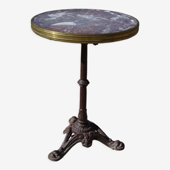 Authentic table pedestal table bistro "Parisienne" cast iron and sour marble