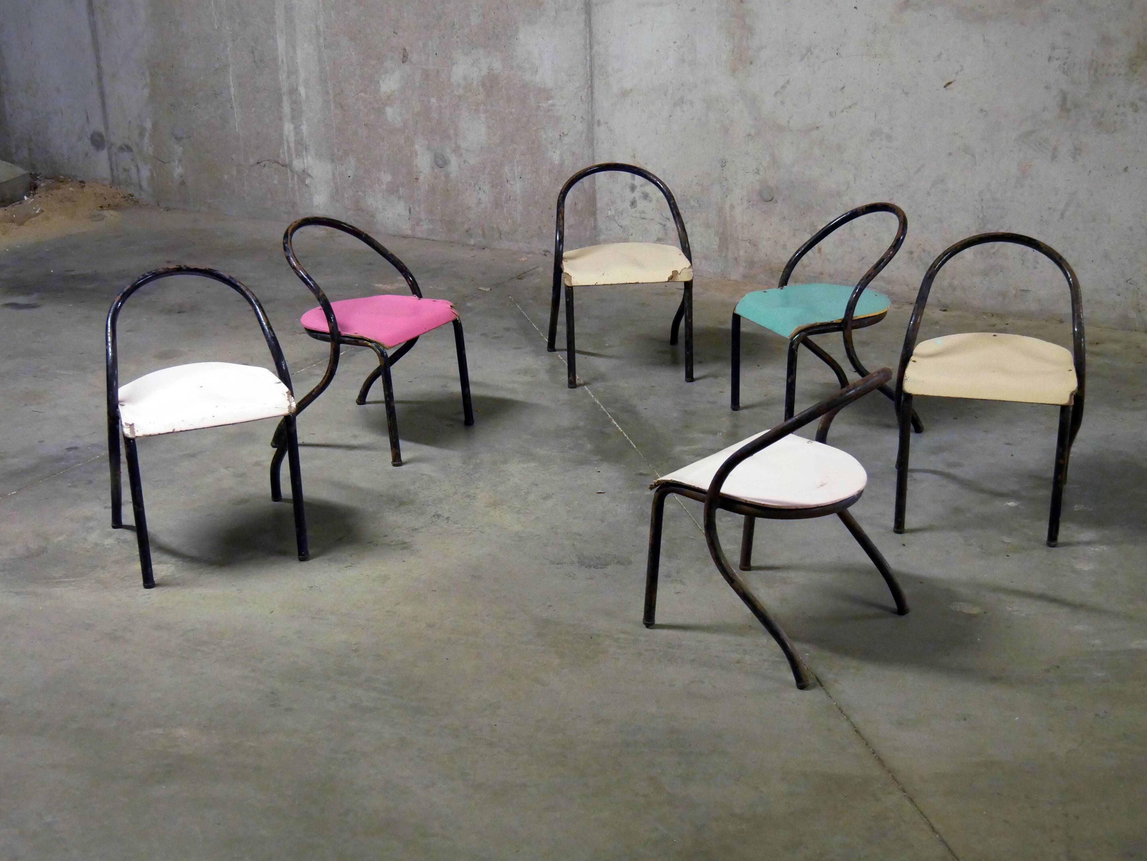 Série de 6 chaises enfant style Hitier - Vintage 1940 1950