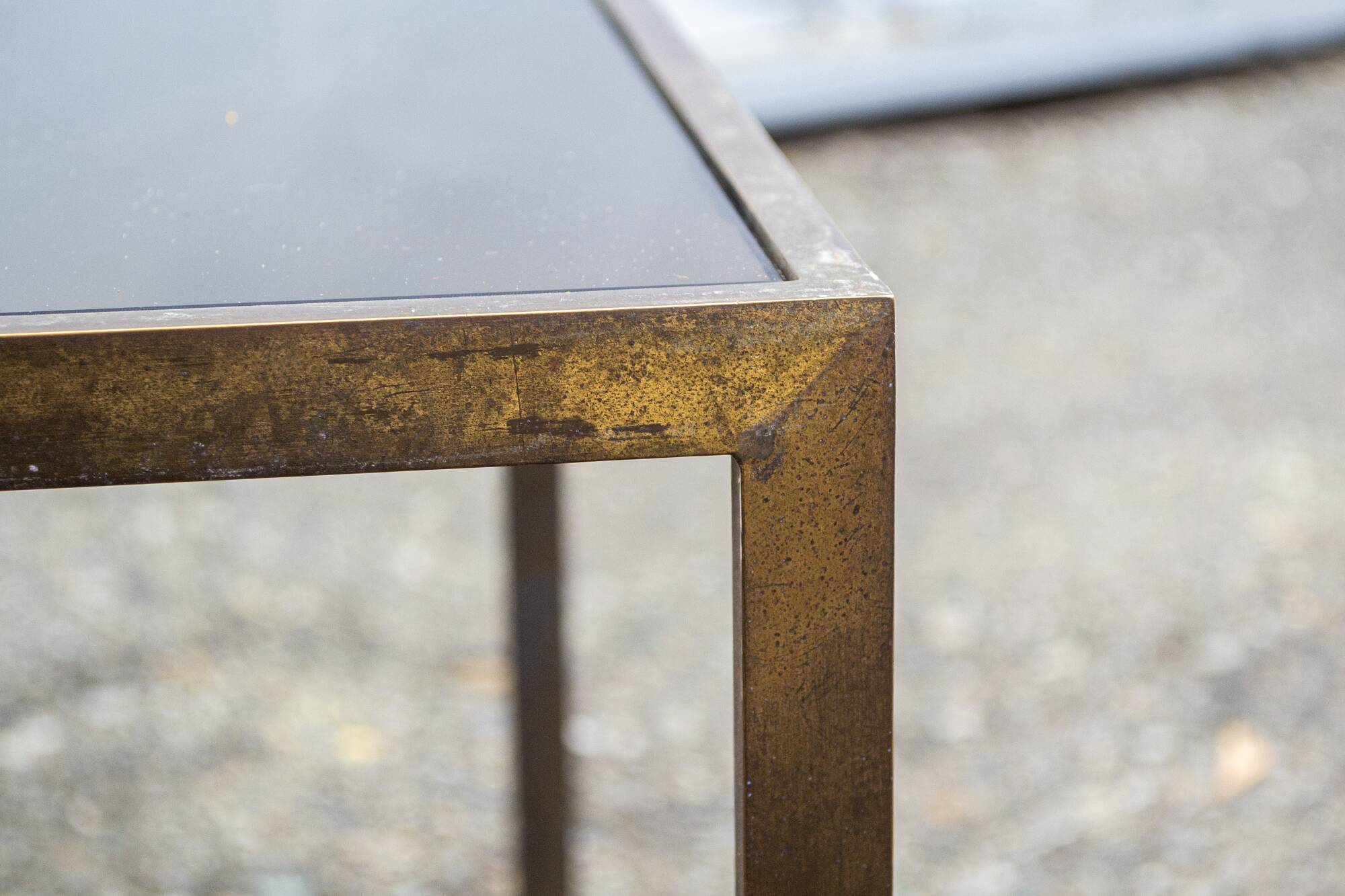 Three small tables in brass and mirrored glass vintage 1960s Italy