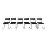 Set of 6 "Spaghetti" Chairs Italian Design 80s – Black & Chrome