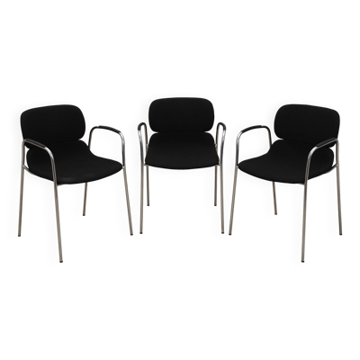 Ensemble de trois chaises, design italien, années 1970, production : Italie