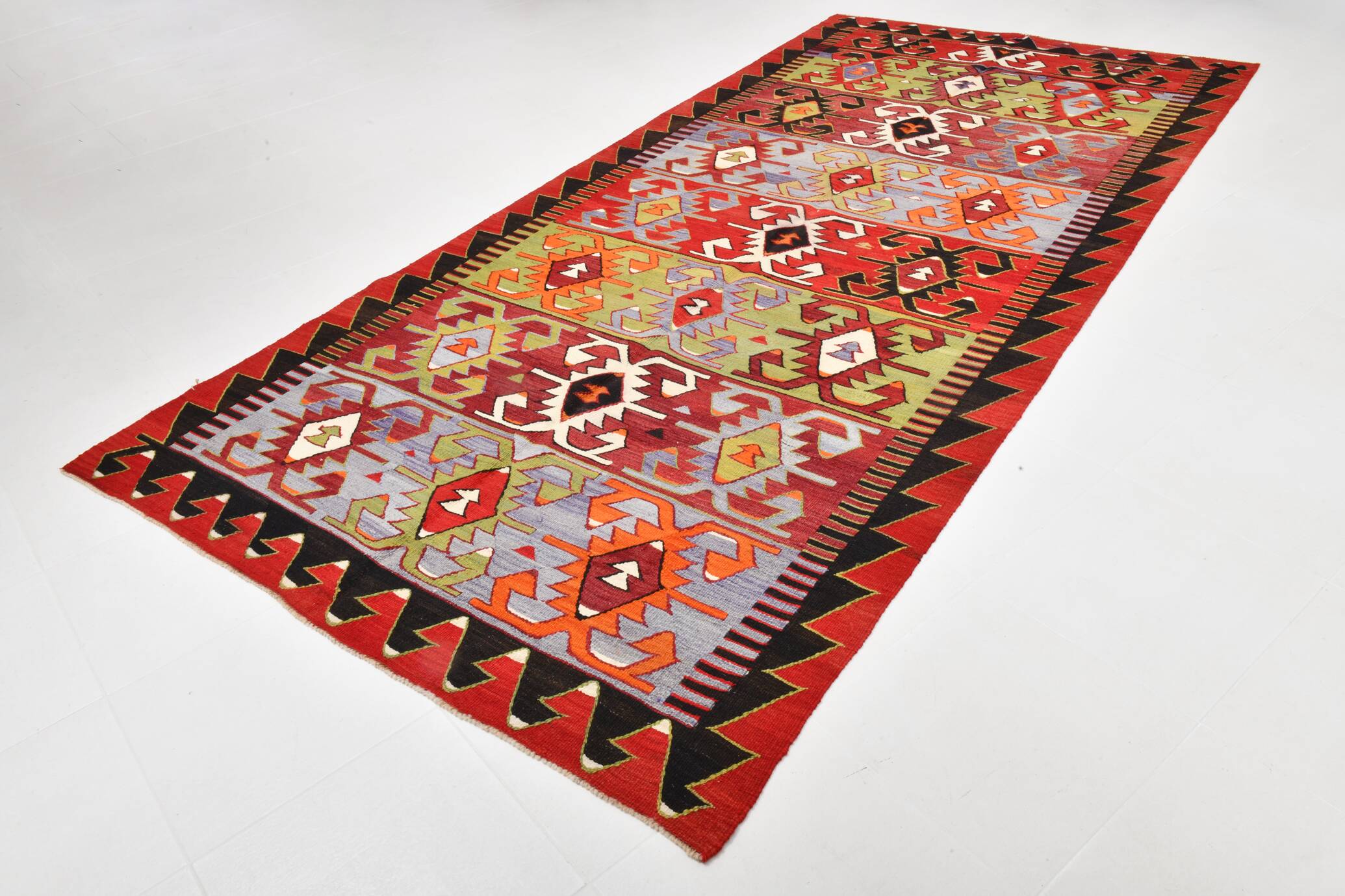 5x11 Colorful Vintage Kilim Rug, Modern Kilim Rug, 158x335Cm,Rare Style Rug
