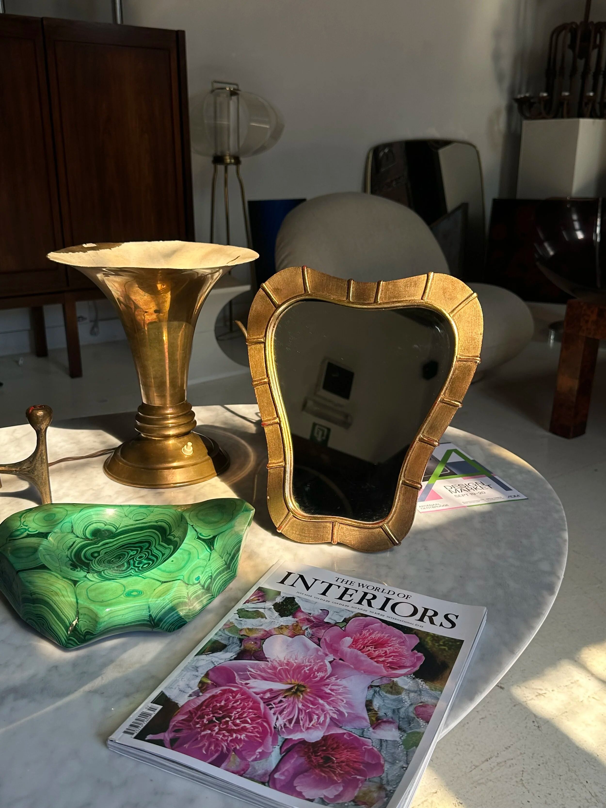 Italian table mirror in gilded wood, 1950s