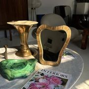 Miroir de table italien en bois doré, années 1950
