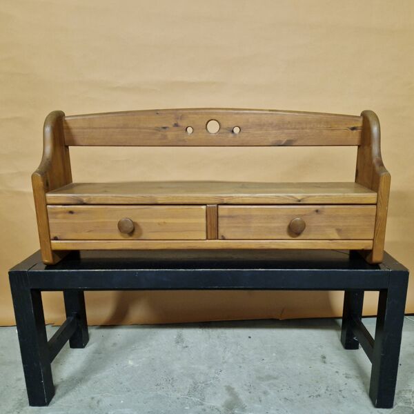 Armoire murale brutaliste en pin massif, Allemagne 1970