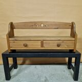 Brutalist solid pine wall mounted cabinet, Germany 1970s