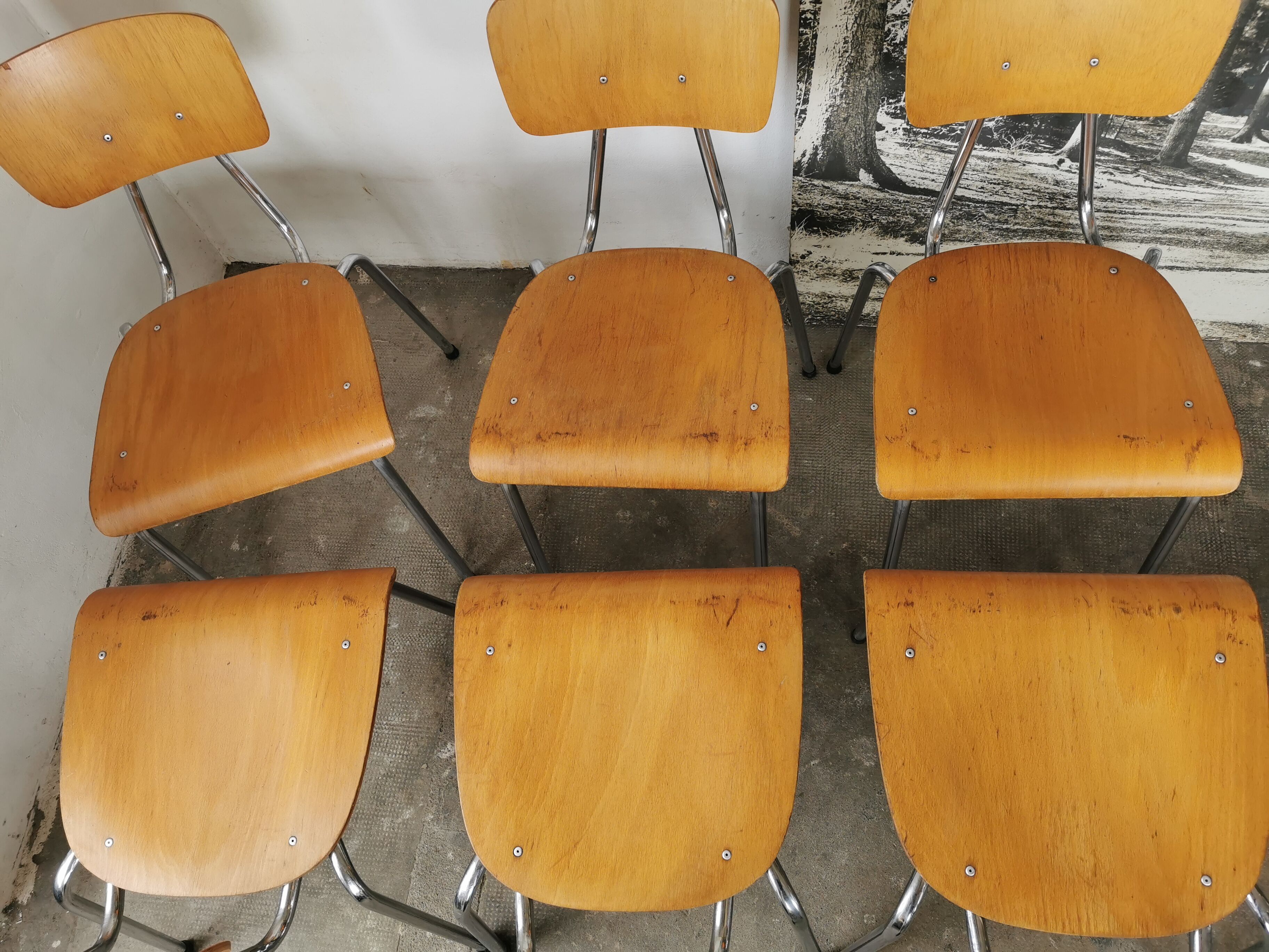 Set of 6 stackable chairs 1970