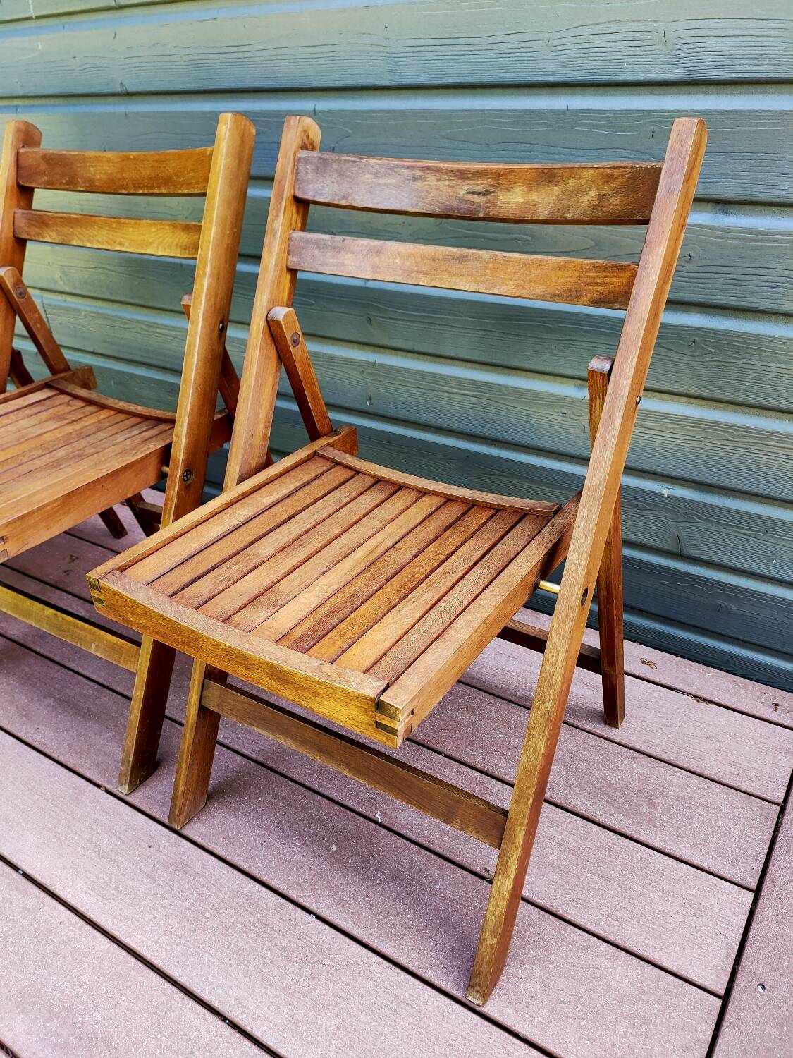 Ensemble de 3 chaises pliantes en hêtre