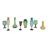 Set of 8 vases, bowls, in glass paste