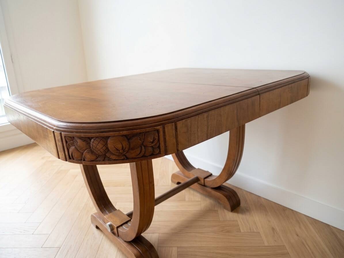 Vintage 1960s wooden dining table with extensions.
