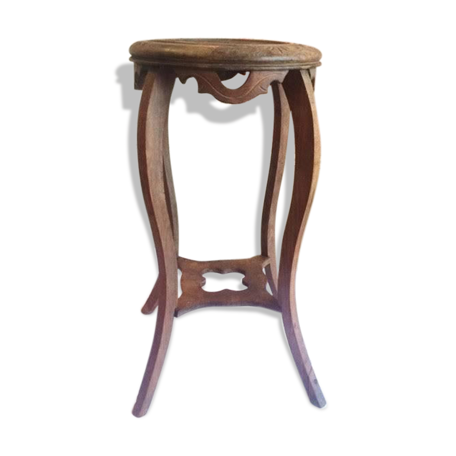 Pedestal table wood top marble