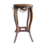 Pedestal table wood top marble