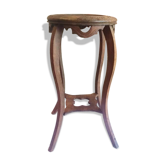 Pedestal table wood top marble