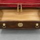 Bank-safe / medieval style bench – wood, red velvet and ornamentation