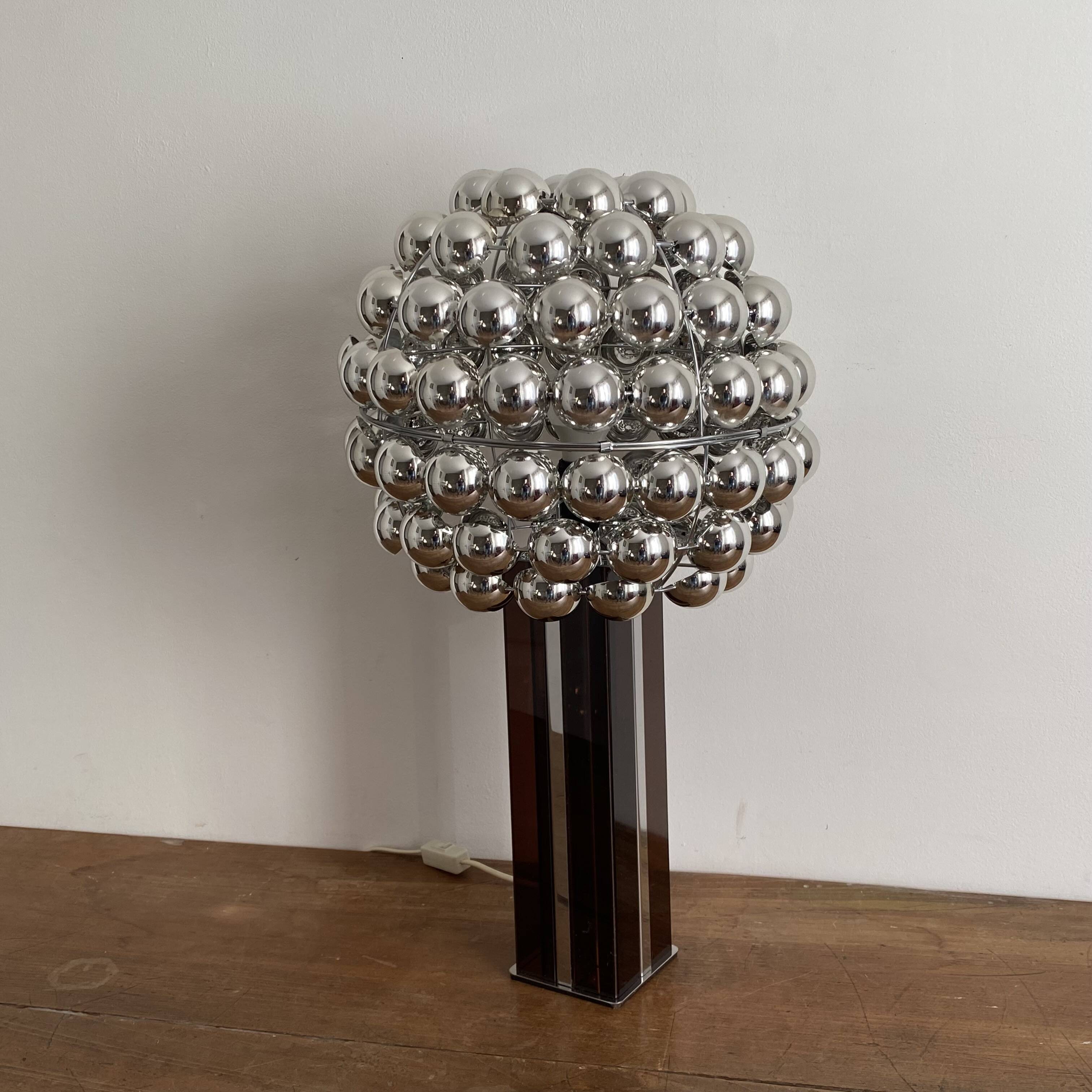 Lampe cinétique Space age en plexiglas fumé, 1970