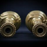 Pair of candlesticks | gilded bronze torches, Louis XV style — 19th century