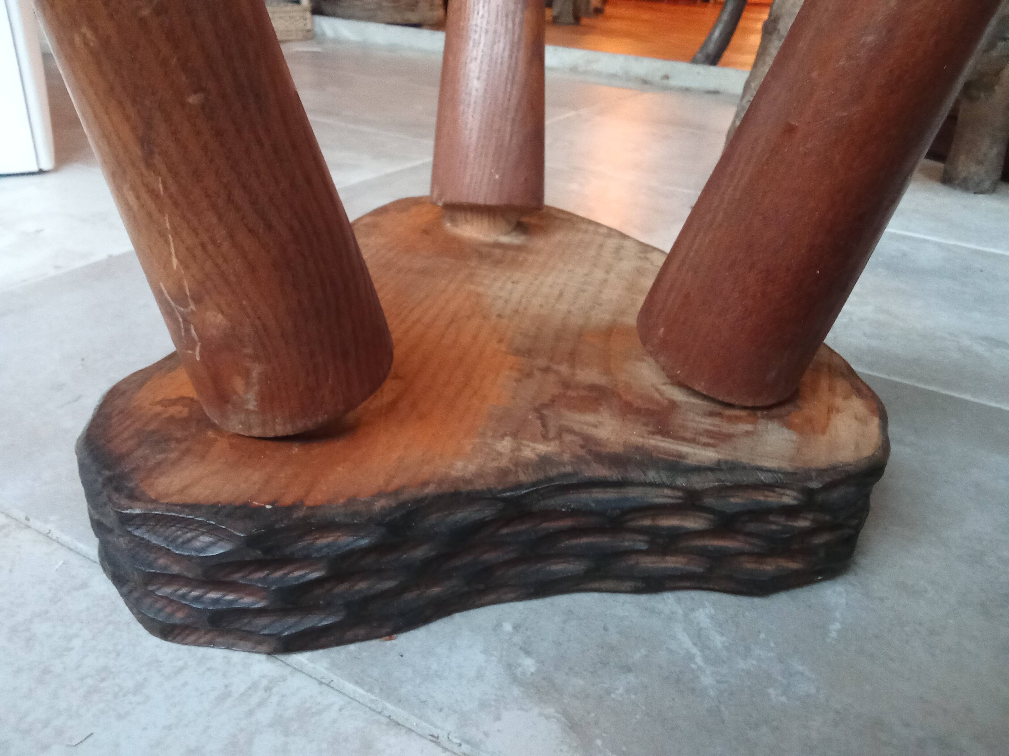Antique Brutalist tripod stool