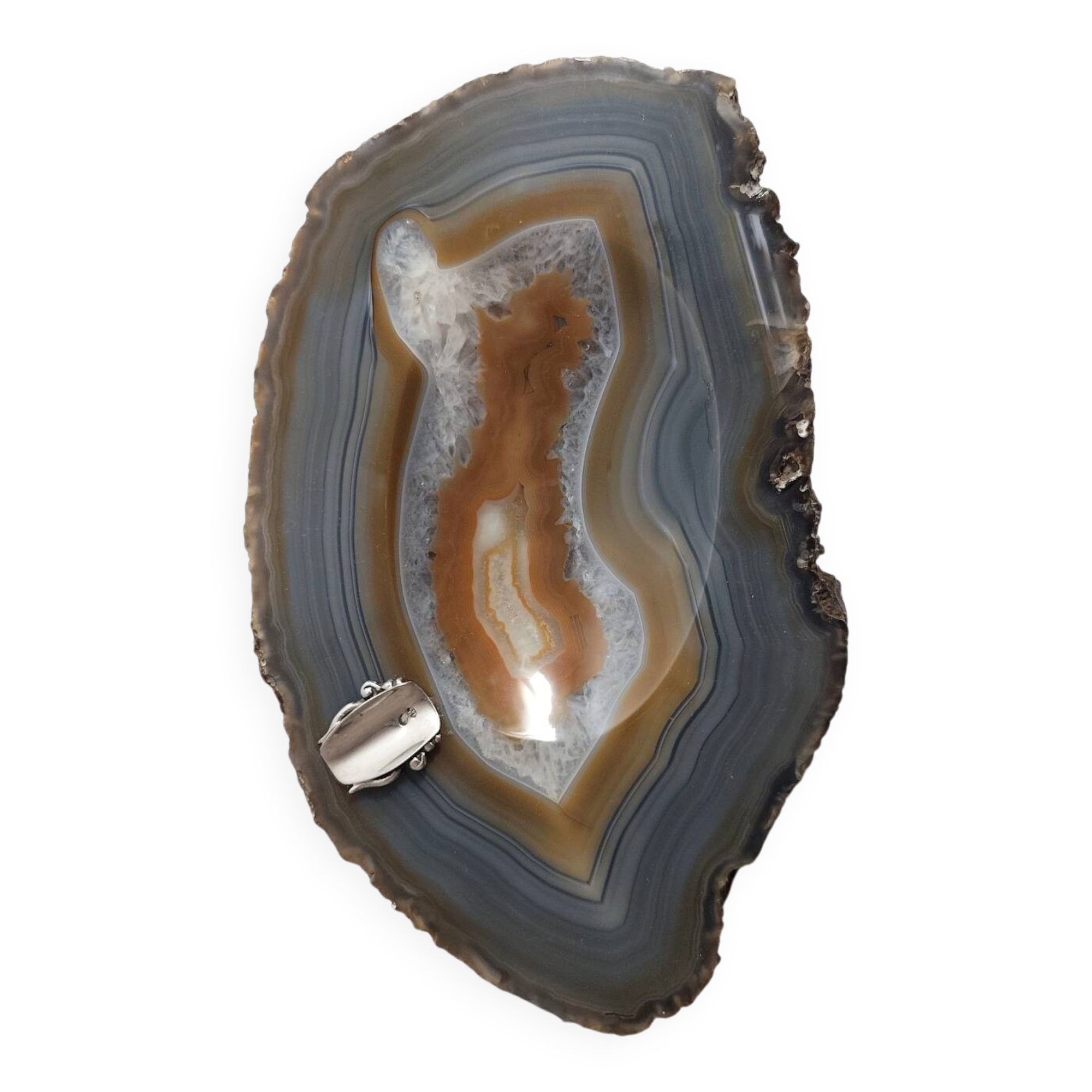 Cenicero de ágata y plata. España, 1970s.