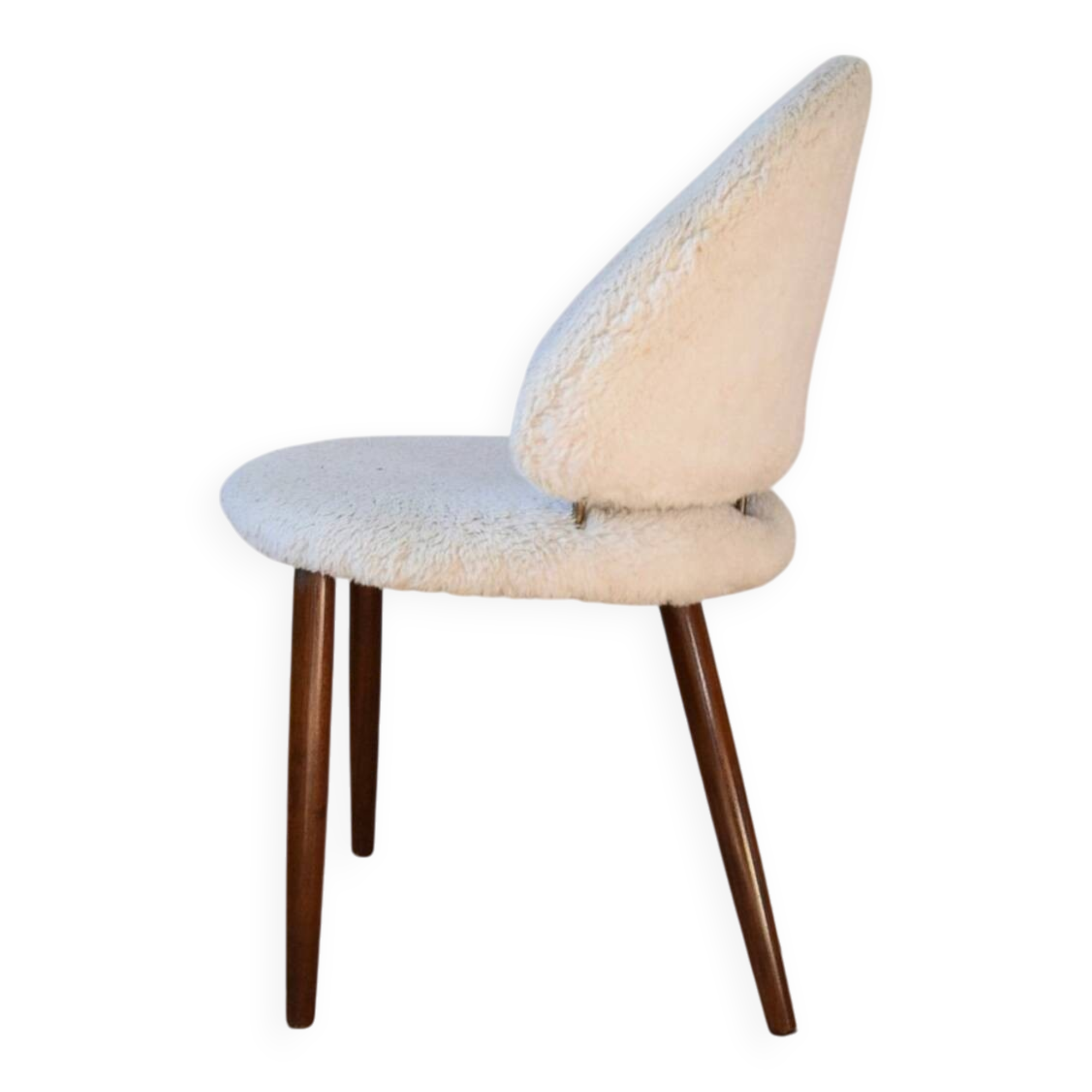 Chaise de salon/coiffeuse danoise en palissandre et laine d'agneau. Années 1950.