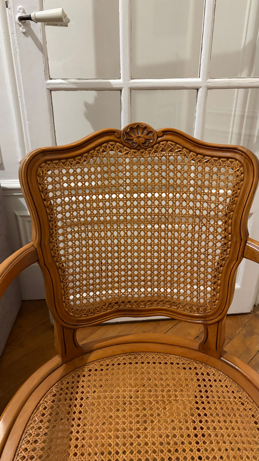 Caned cabriolet armchair – Classic chic style
