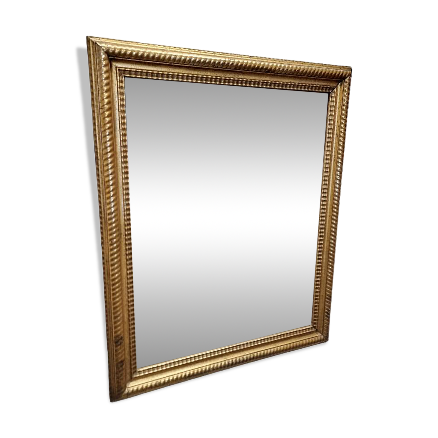 Miroir antique français à cadre doré en ondulation, fin des années 1800