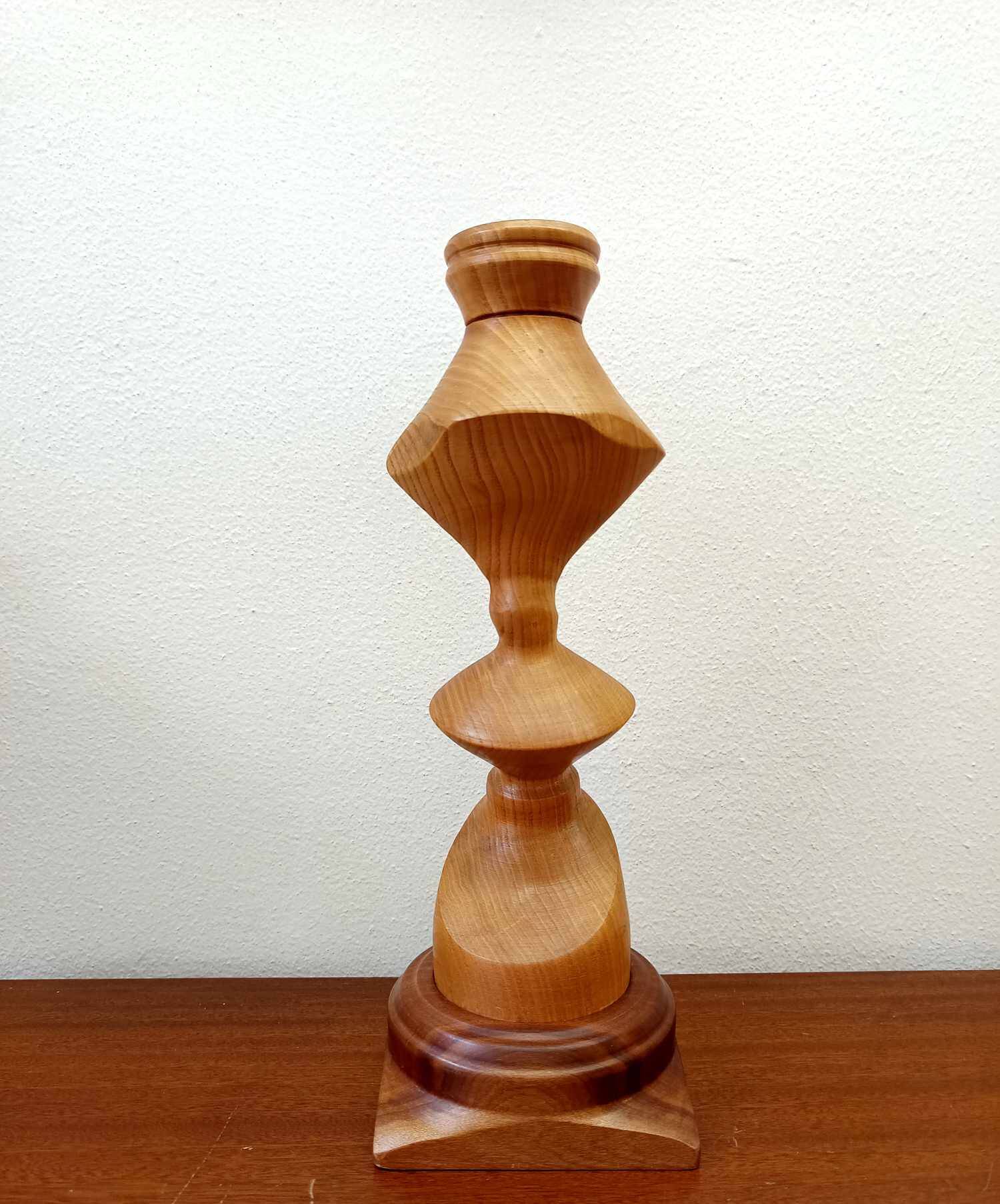 Scandinavian wooden totem candle holder