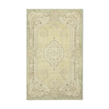 Hand-Knotted Vintage Turkish Beige Rug 186 cm x 313 cm