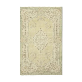 Hand-Knotted Vintage Turkish Beige Rug 186 cm x 313 cm