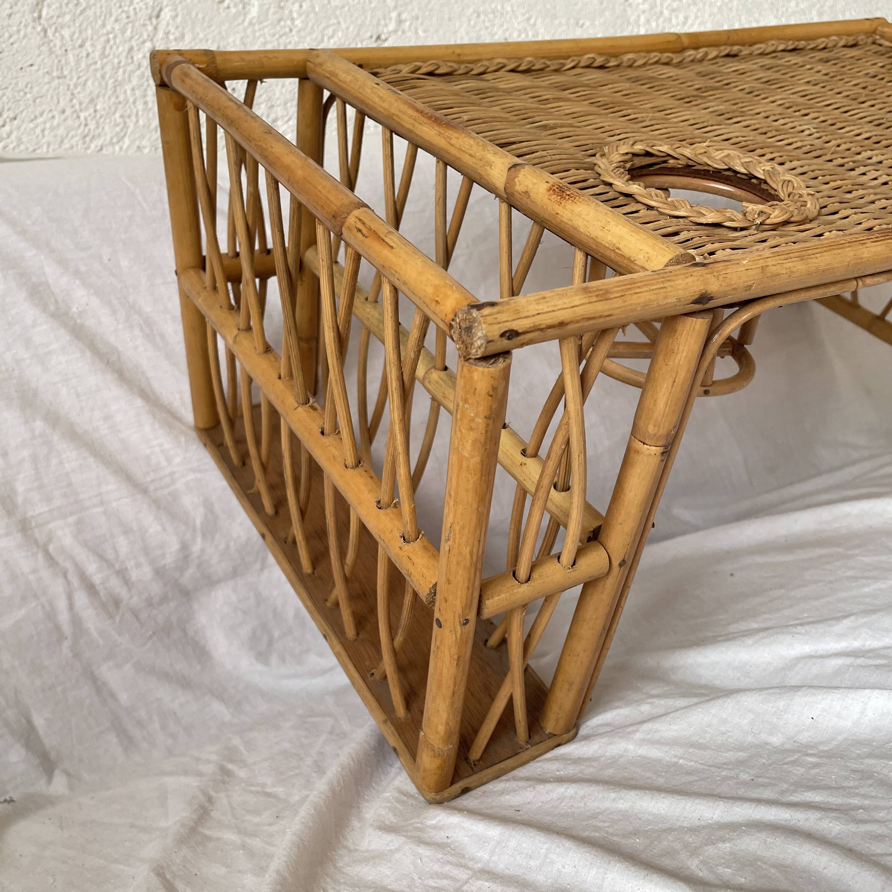 vintage rattan bed meal tray or coffee table design 1960 60