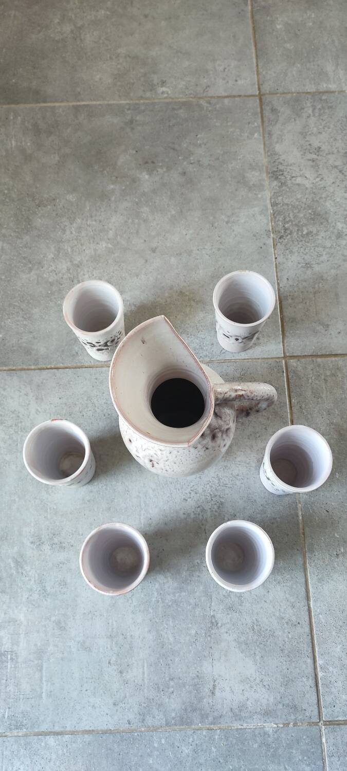 Pierlot 60s enamelled stoneware orangeade service