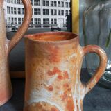 Duo of vintage glazed stoneware potter's pitchers