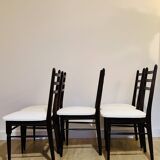 Lot de 5 chaises bois et Skaï blanc